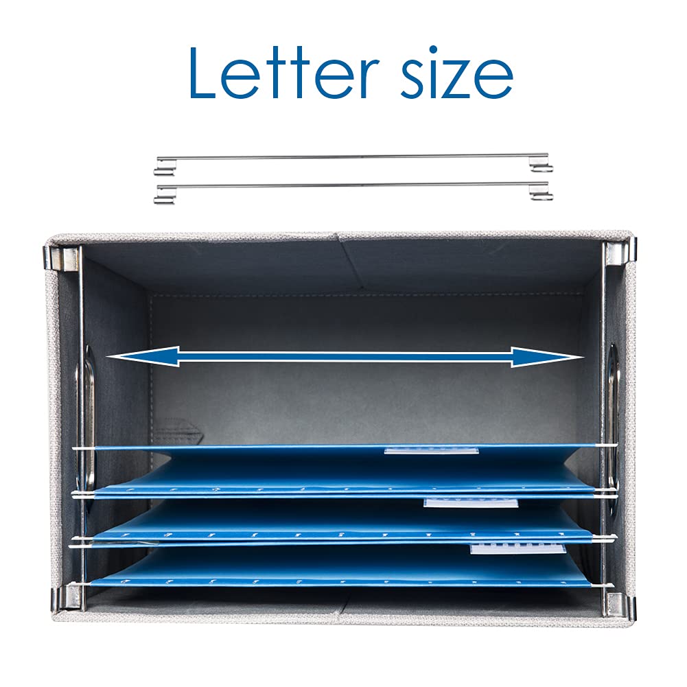 PRANDOM File Organizer Box - Set of 1 Collapsible Decorative Linen Filing Storage Hanging File Folders with Lids — view 6
