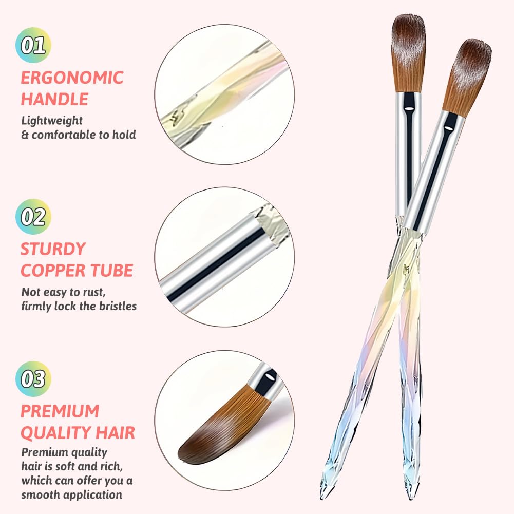 flintronic 6pcs Pinceles para Uñas, Pincel Acrilico Uñas, Cepillo de Uñas Acrílico, Tamaño 4/6/8/10/12/14 Pincel Plano Kit Manicura Set Pintura