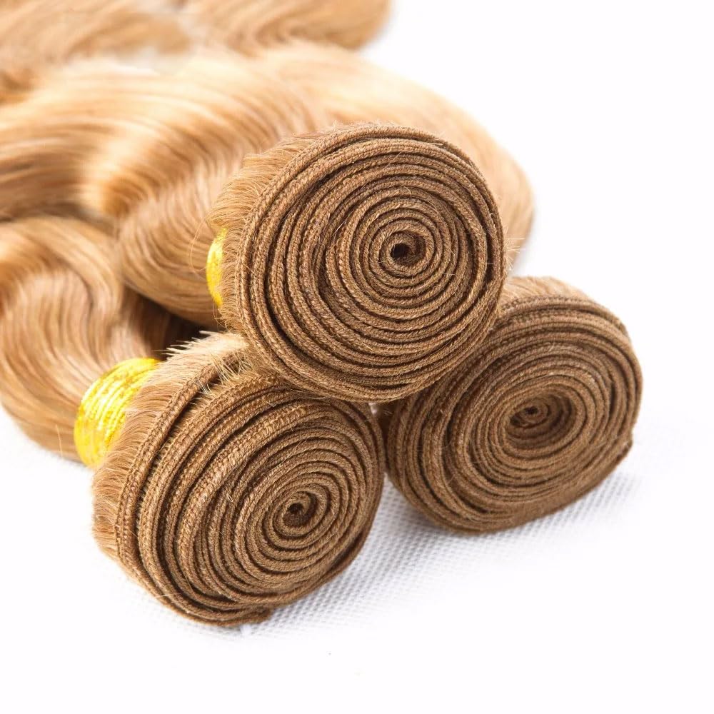 28 30 32 Inch Color #27 Bundle Honey Blonde Body Wave Human Hair Bundles Color #27 Body Wave Bundles Human Hair Golden Blonde Bundle