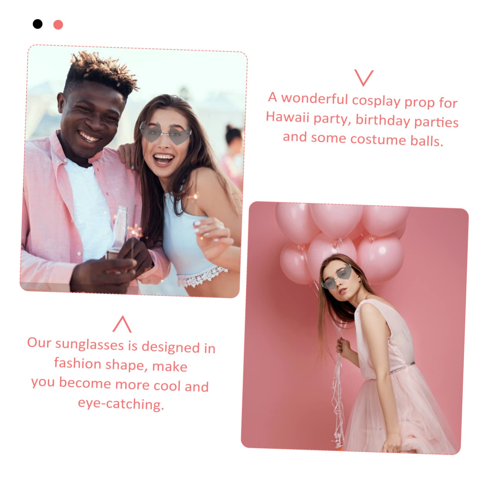LIFKOME Occhiali Da Sole A Forma Di Cuore Accessori Per Le Donne Clip Su Occhiali Da Sole Per Le Donne Occhiali Da Ballo Per Gli Uomini Occhiali Da Sole Quadrati Da Uomo Rave Herzbrillen