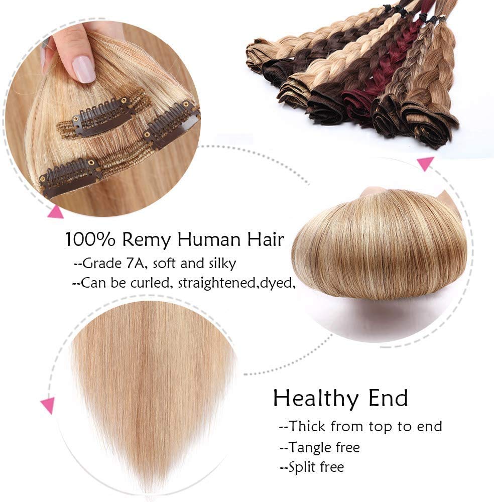 Extension Capelli Veri Clip Folte 8 Fasce Balayage per Capelli Lisci Hair Extensions Double Weft Remy Human Hair Naturali 35cm/120g #18P613 Biondo Cenere/Biondo Chiarissimo