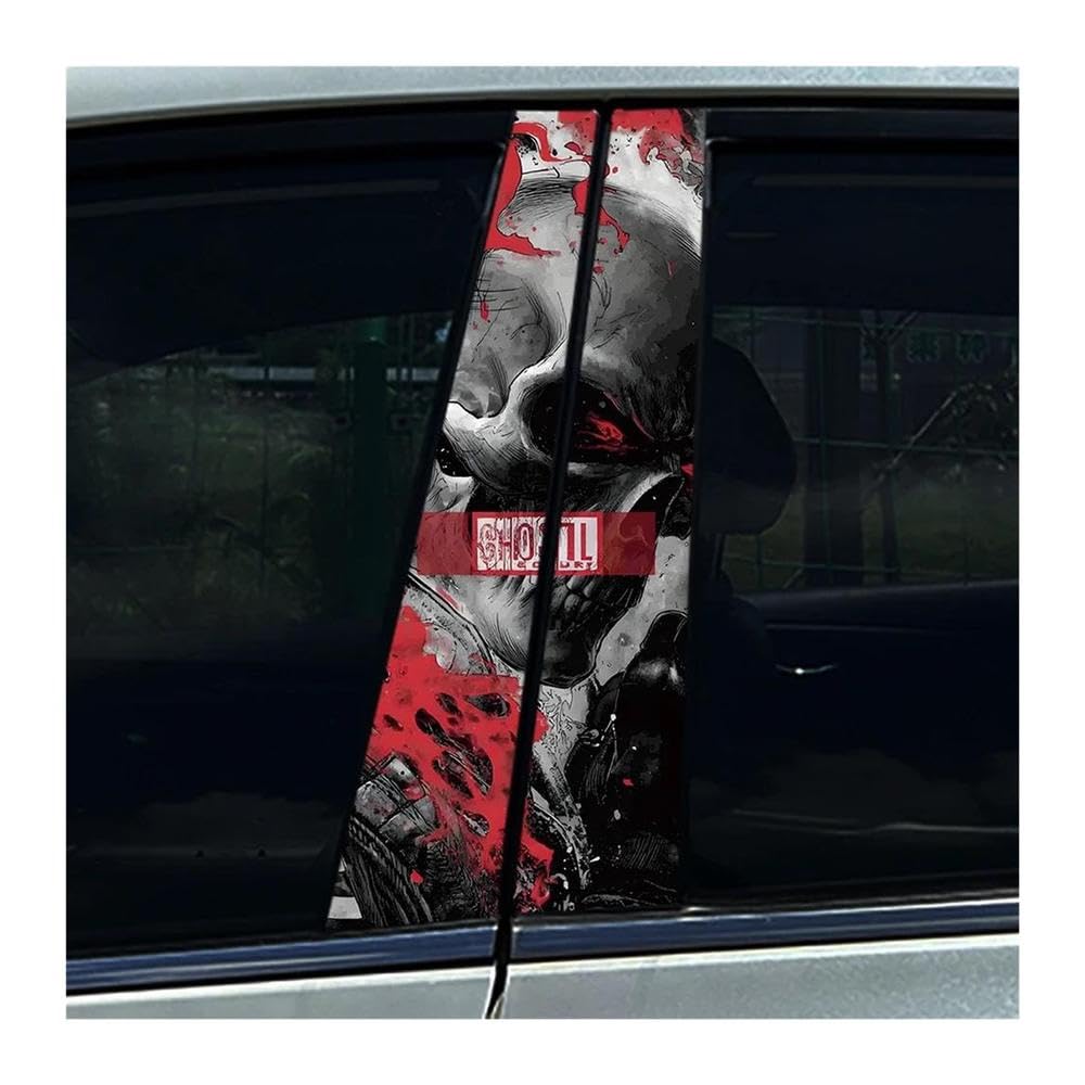 Body Parts 2PCS Car Center Pillar Sticker Skeleton Halloween Knight Auto B Pillar Protective Film Decals(C)