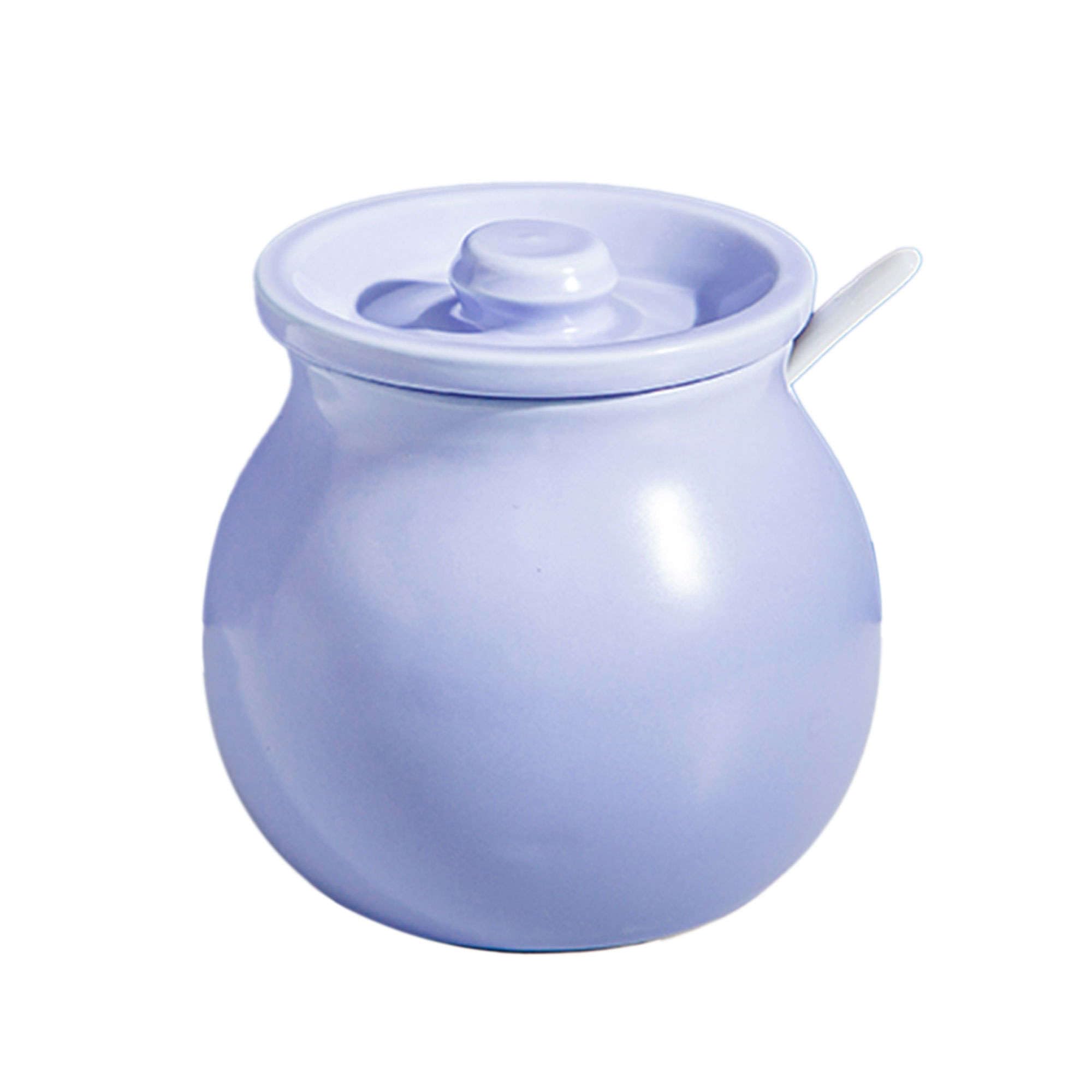 Zuccheriera, contenitore per condimenti, zuccheriera in ceramica tinta unita con coperchio, zuccheriera in porcellana con cucchiaio, piccola saliera, barattolo per caffè, ristorante, bianco-1200
