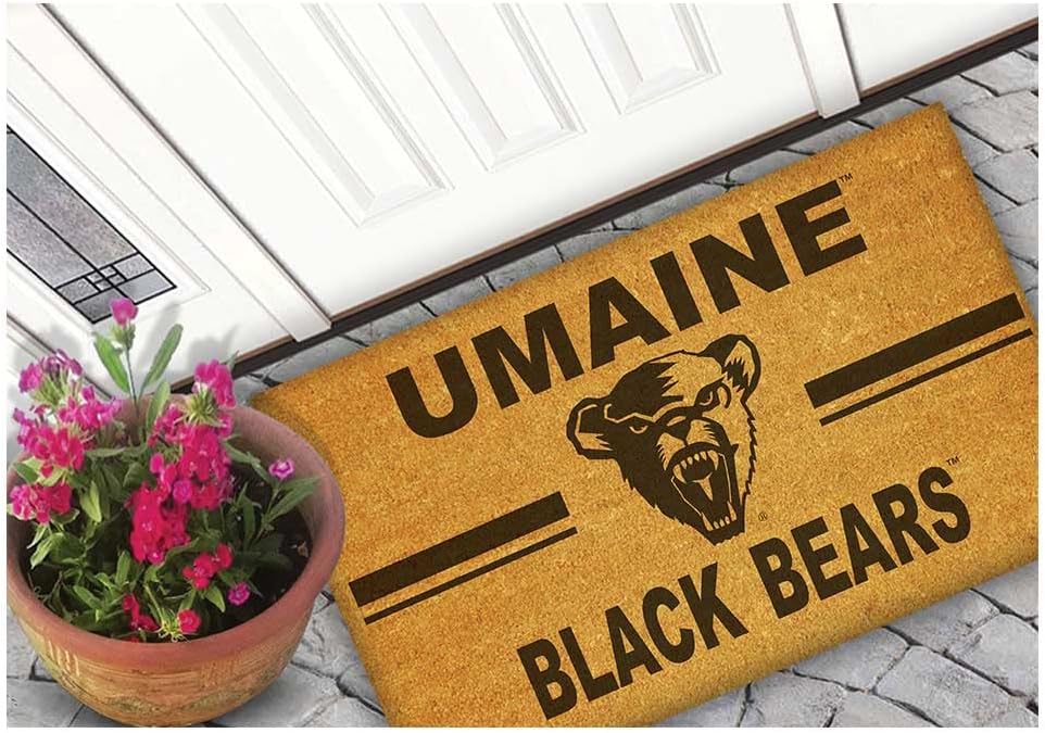 KH Sports Fan Maine Black Bears Team Logo Coir Doormat, 18x30 Inches, Black Bears Outdoor Rug; Display Your Team Spirit with This Unique University of Maine Black Bears Doormat