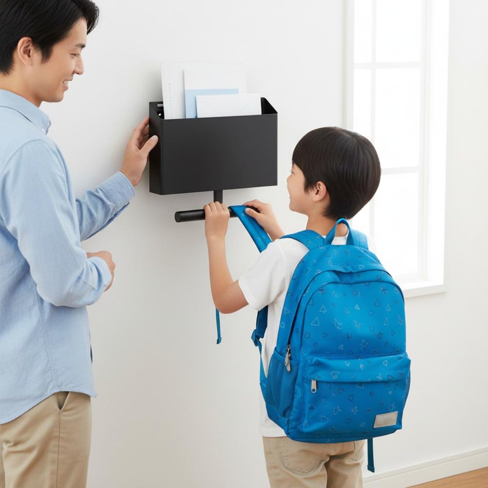 Kinderregal Wandaufhängung für Ordnungssystem von Rucksack Post Schulbücher Und Papierwaren Stabiler Träger für Strapazierfähigkeit für Kinderzimmer Flur Haus, Weiß