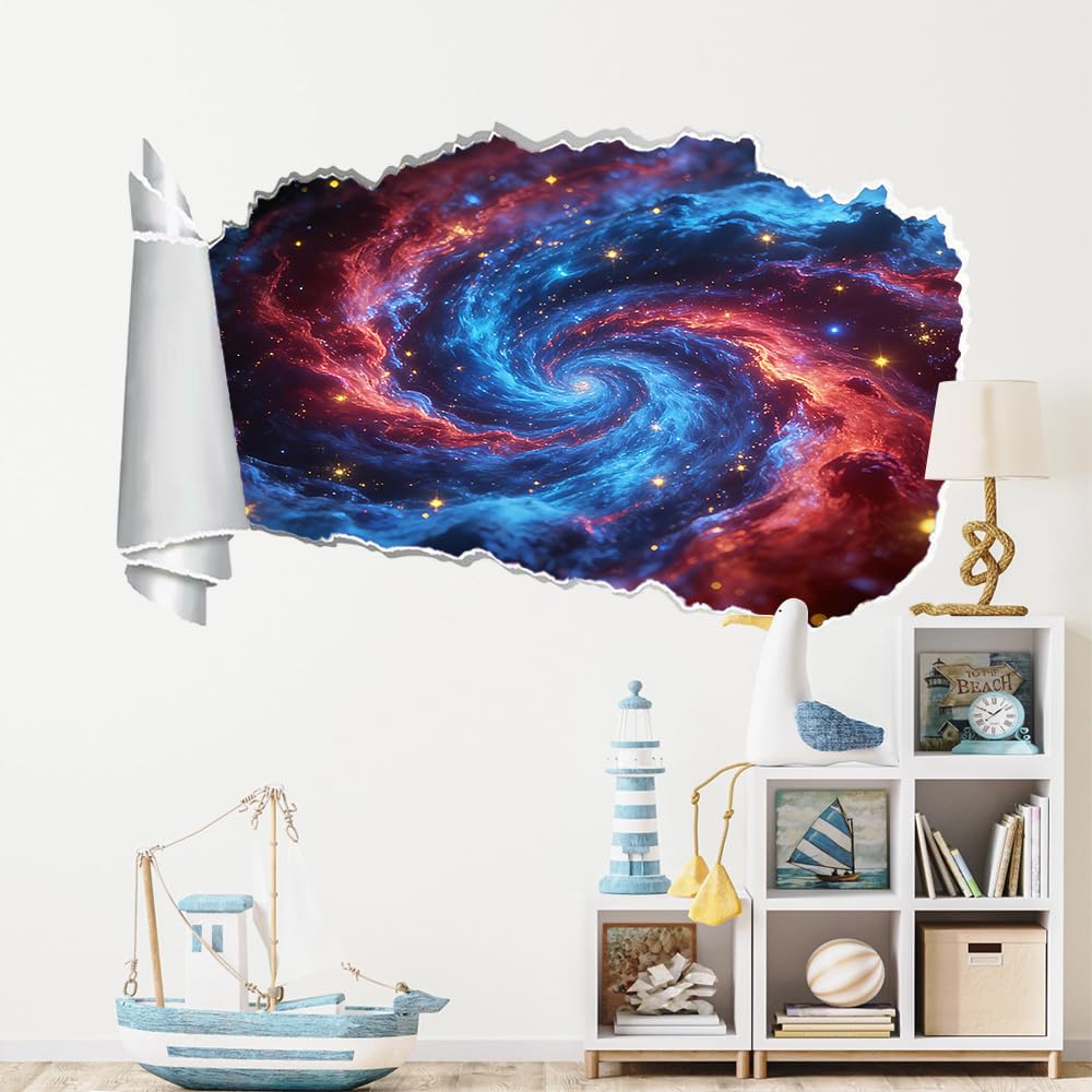 3D Wandtattoo Wanddurchbruch Wandaufkleber, Kosmischer Wirbel Wandsticker Wanddeko Wandbilder, Abstrakte Landschaft Wandaufkleber Für Schlafzimmer Badezimmer Flur Küche Möbel Aufkleber