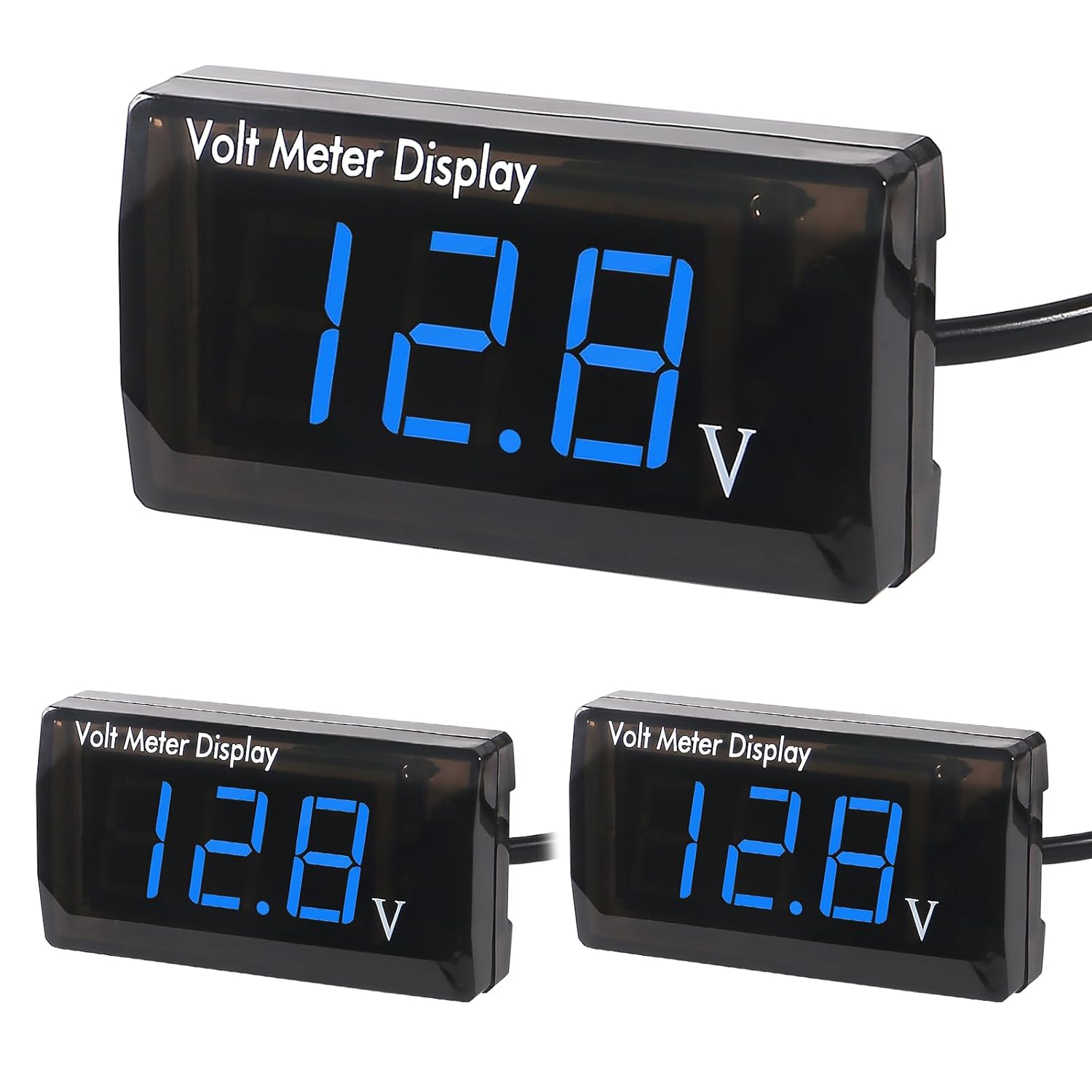 3pcs DC 12V Car Digital Voltmeter Gauge LED Display DC 5
