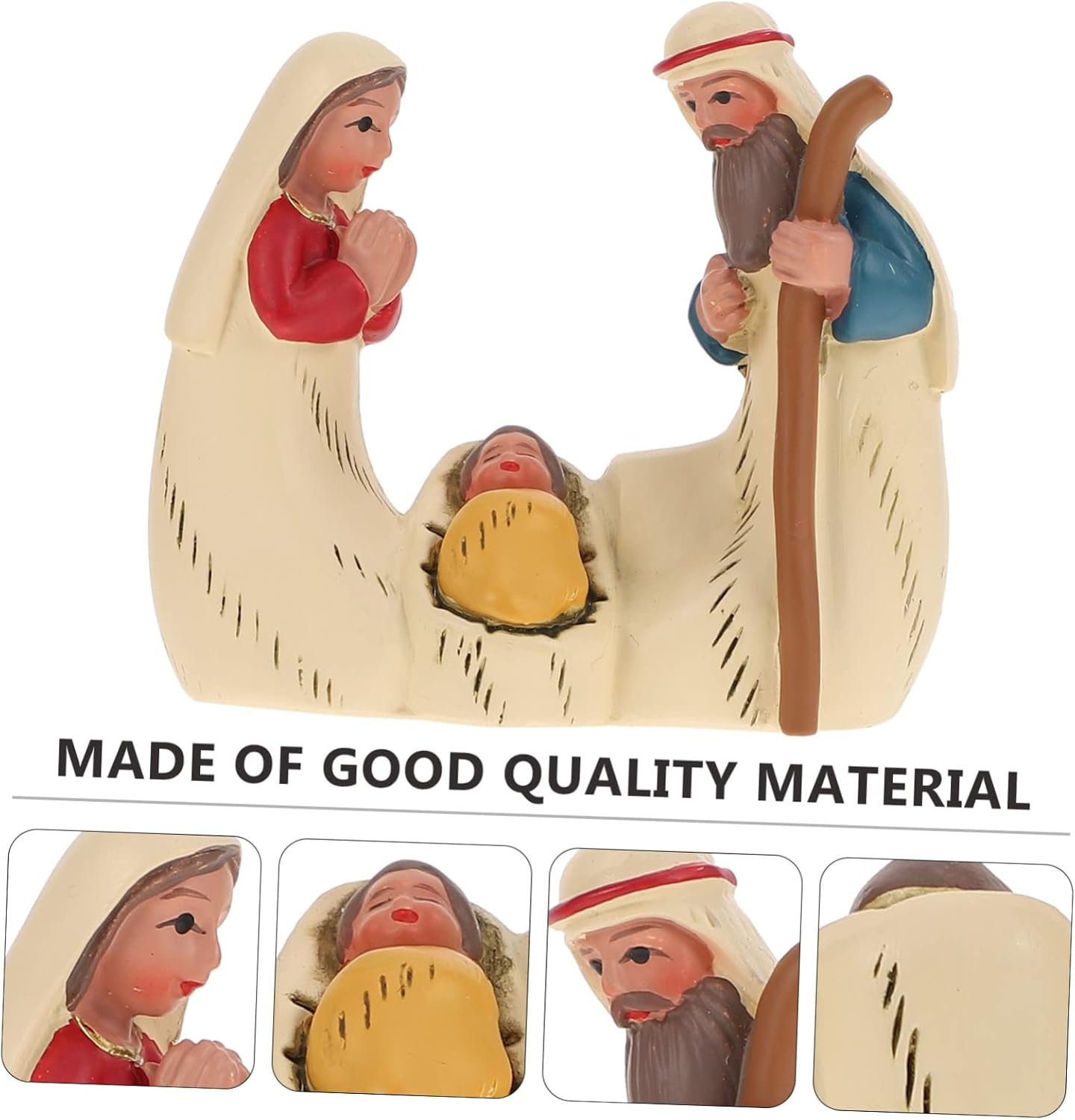 VOSAREA 2pcs Holy Craft Ornament Jesus Birth Figurine for Christmas Nativity Decor Lightweight and Adornment for Decorations