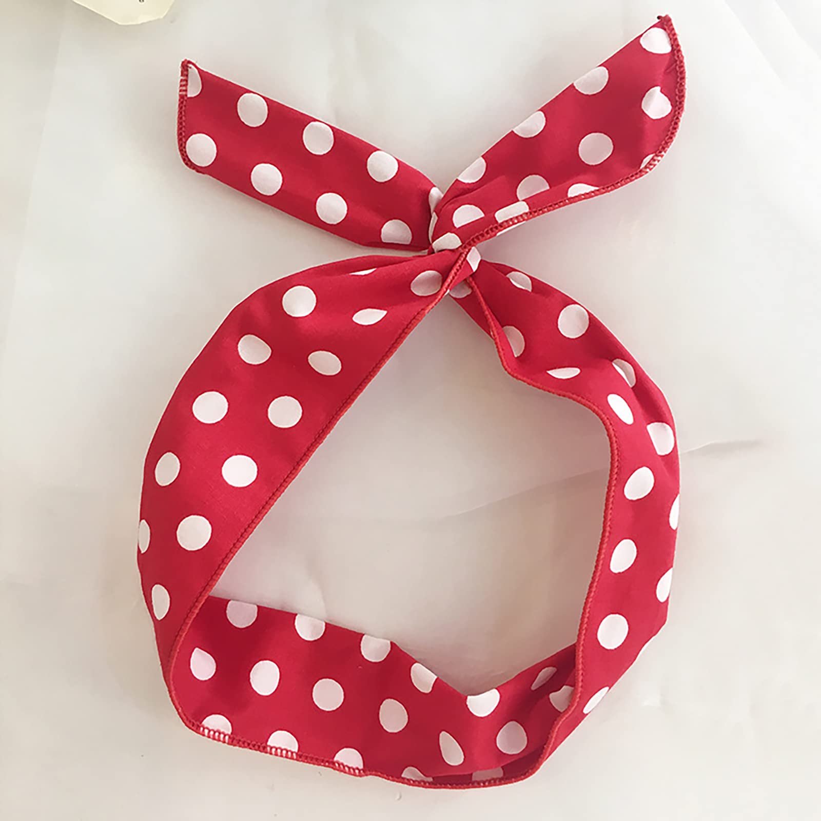2 Fasce Per Capelli A Pois Vintage Con Fermagli A Fiocco – Regolabili Con Filtro Metallico, Donna (Rosso E Nero)