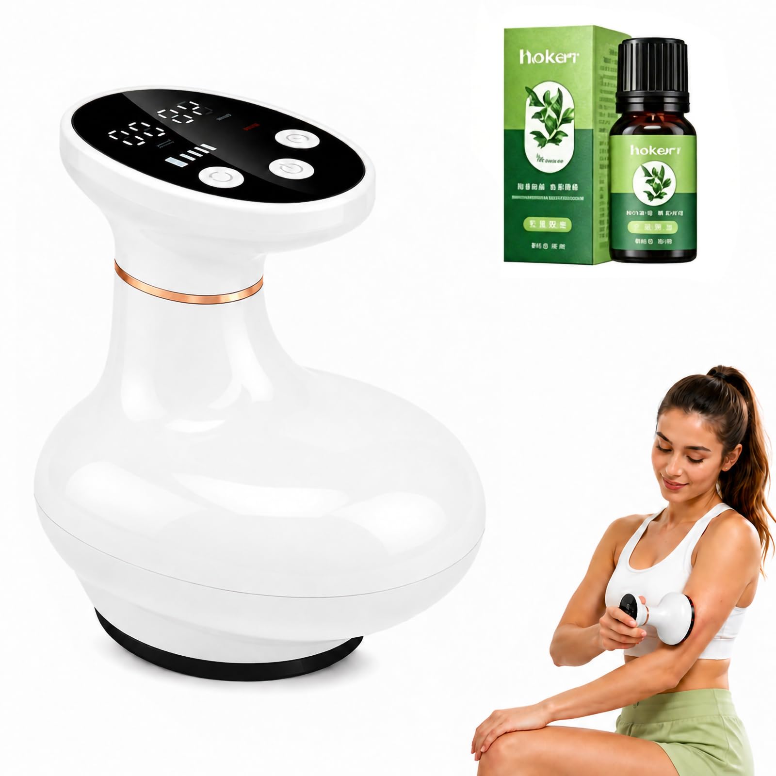 Massager 4-in-1 Massagegerät gegen Cellulite mit Wärmetherapie,Schröpfgerät Elektrisch,9 Stufen,Vakuum & Gua Sha Elektrisch,Anti-Cellulite & Straffung,für Taille Bauch Arme Beine