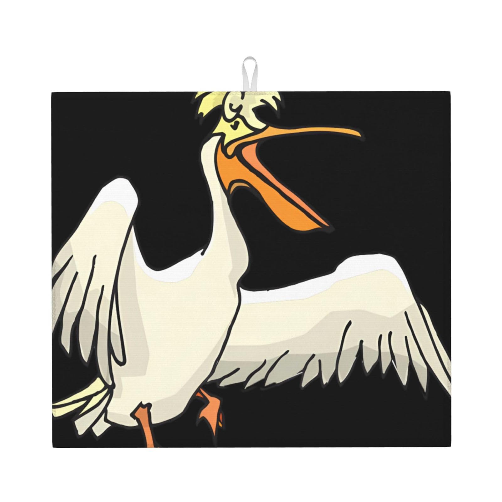 YYHWHJDE funny pelican Prints Kitchen Drying Mat – Absorbent Dish Throw, Non-Slip Countertop Layer with Vibrant Prints, Ideal for Housewarming