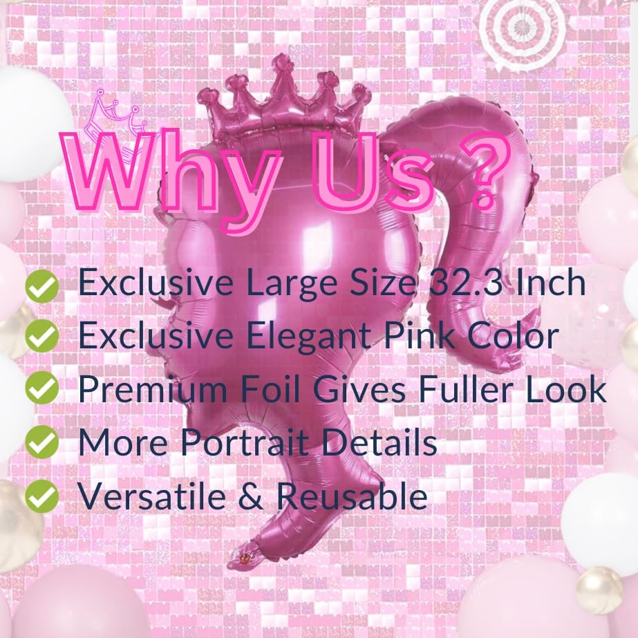 Miniatura 5 de 2 globos de cabeza de princesa grandes de 32 pulgadas, color rosa intenso, decoraciones de fiesta, caja de cabina de fotos, arco de globos, telón de