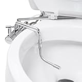 SMB-25 Side Mounted Manual Bidet Attachment for Toilet Seats with Adjustable Sprayer and Water Pressure, Thin Profile, Chrome (Dual Temperature), X-Large