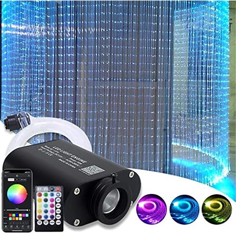 Upgraded 16W Fibre Optic Curtain Light APP Waterfall Light Kit for House Decor Sensory Room or Autistic Kids, RGBW Sound Activated Light Engine+Flash Point Fiber Optic Cable【300pcs*0.75mm*3m】 Cover