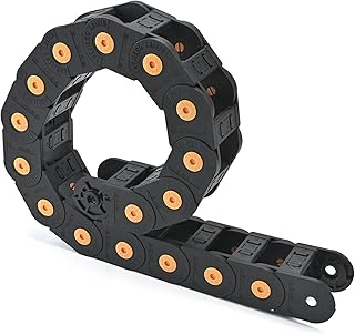 Fielect Drag Chain Cable Carrier Open Type with End Connectors R100 35X50mm 1 Meter Plastic for Electrical CNC Router Machines Black 1Pcs