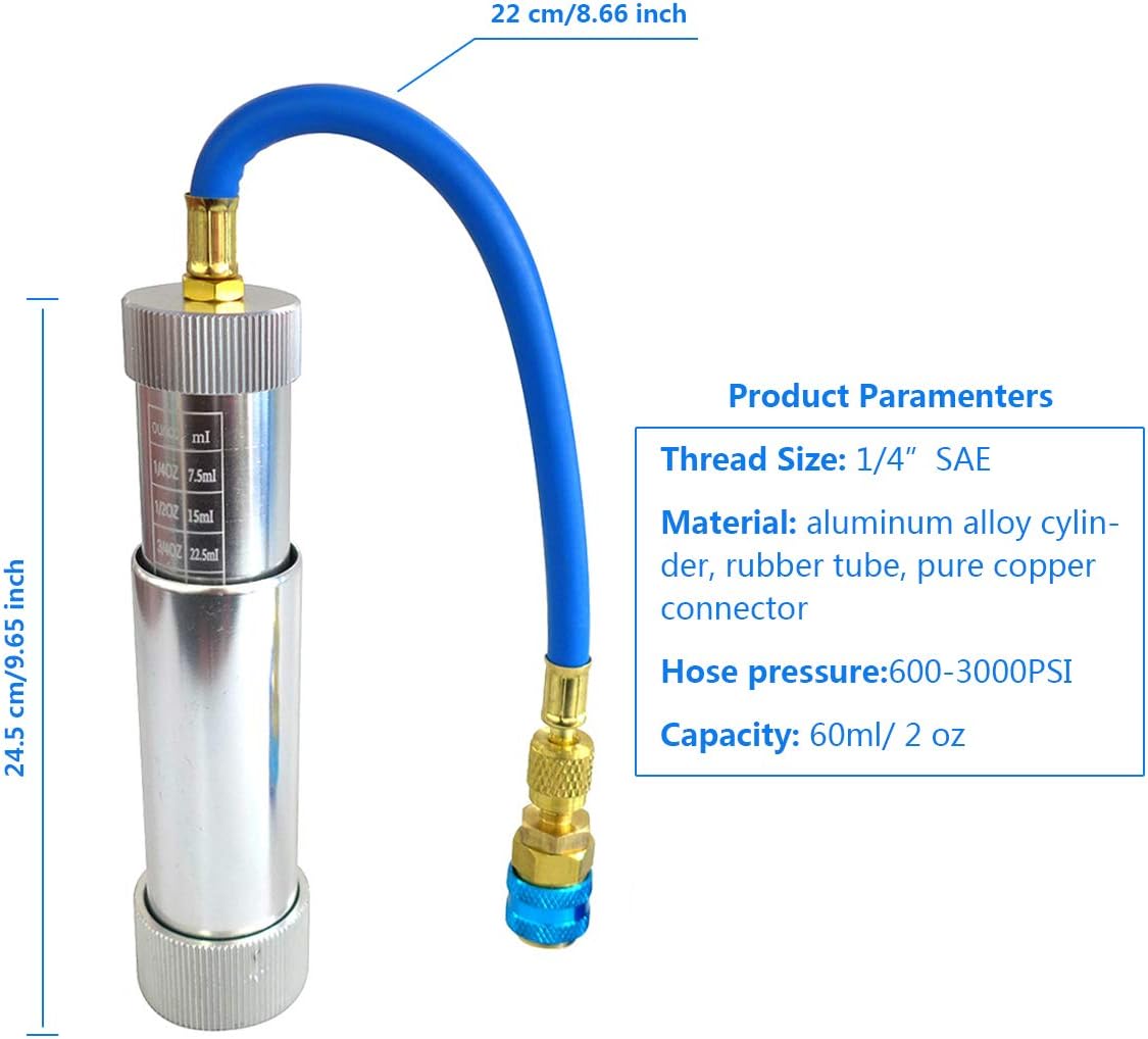 TIKSCIENCE AC Oil and Dye Injector R134A Quick Coupler,Air Conditioning Line Repair Tools R-134a R410a R22 R12 System : Automotive