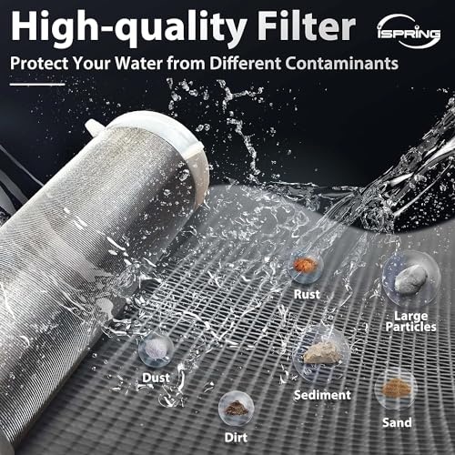 Image of iSpring WSP2PK15 Reusable Whole House Spin Down Sediment Water Filters, Twin Pack with 100 Microns and 50 Microns Filter Sizes, Clear Housing, Lead-Free Brass