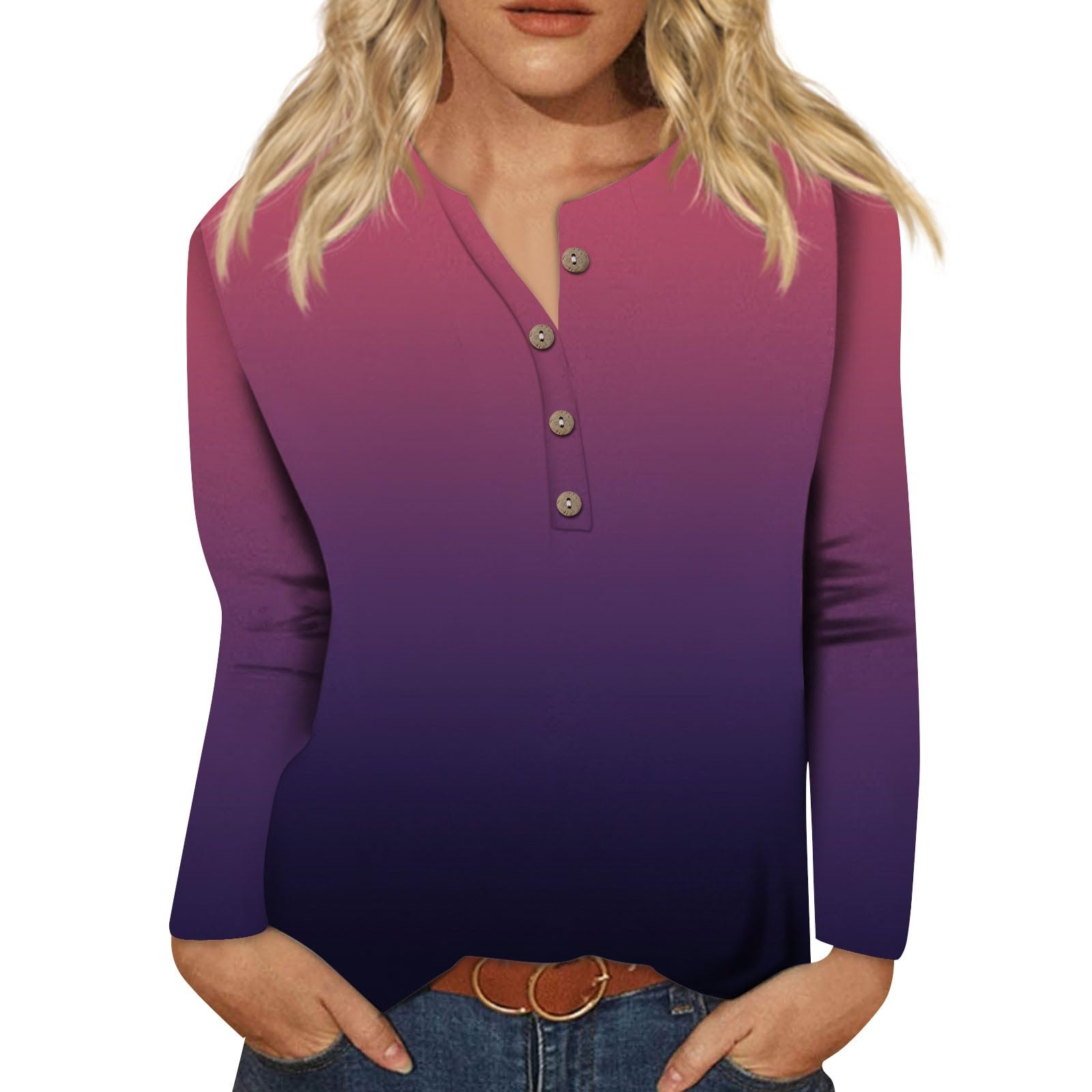 Plus Size Club Tee Shirt Womens Ethnic 3/4 Sleeve Summer Comfort Aztec T Shirts V Neck Button-Down Tops for