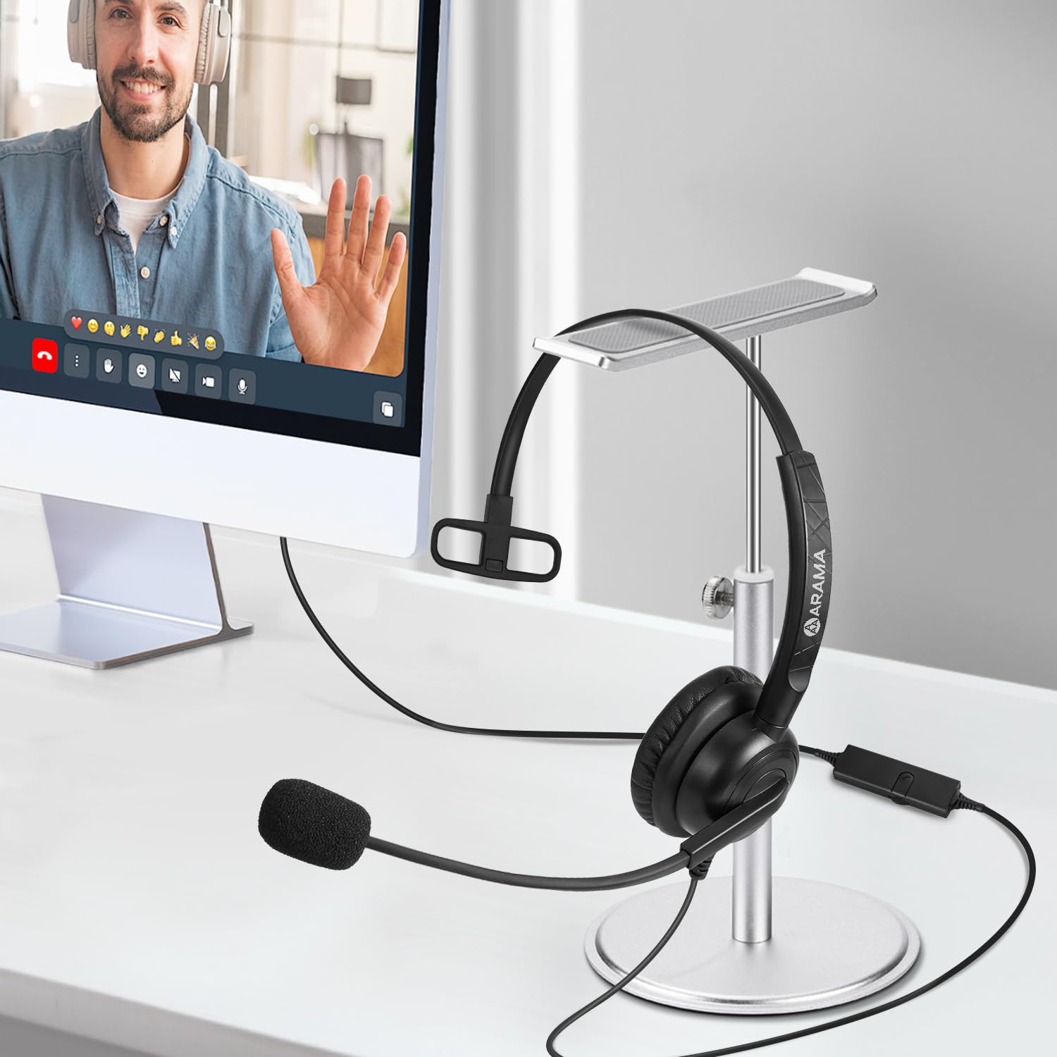 Auriculares mejorados para teléfono celular con micrófono con cancelación de ruido y controles de llamadas, auriculares de computadora de 0.138 in para iPhone, Android, laptop, PC, oficina de 6