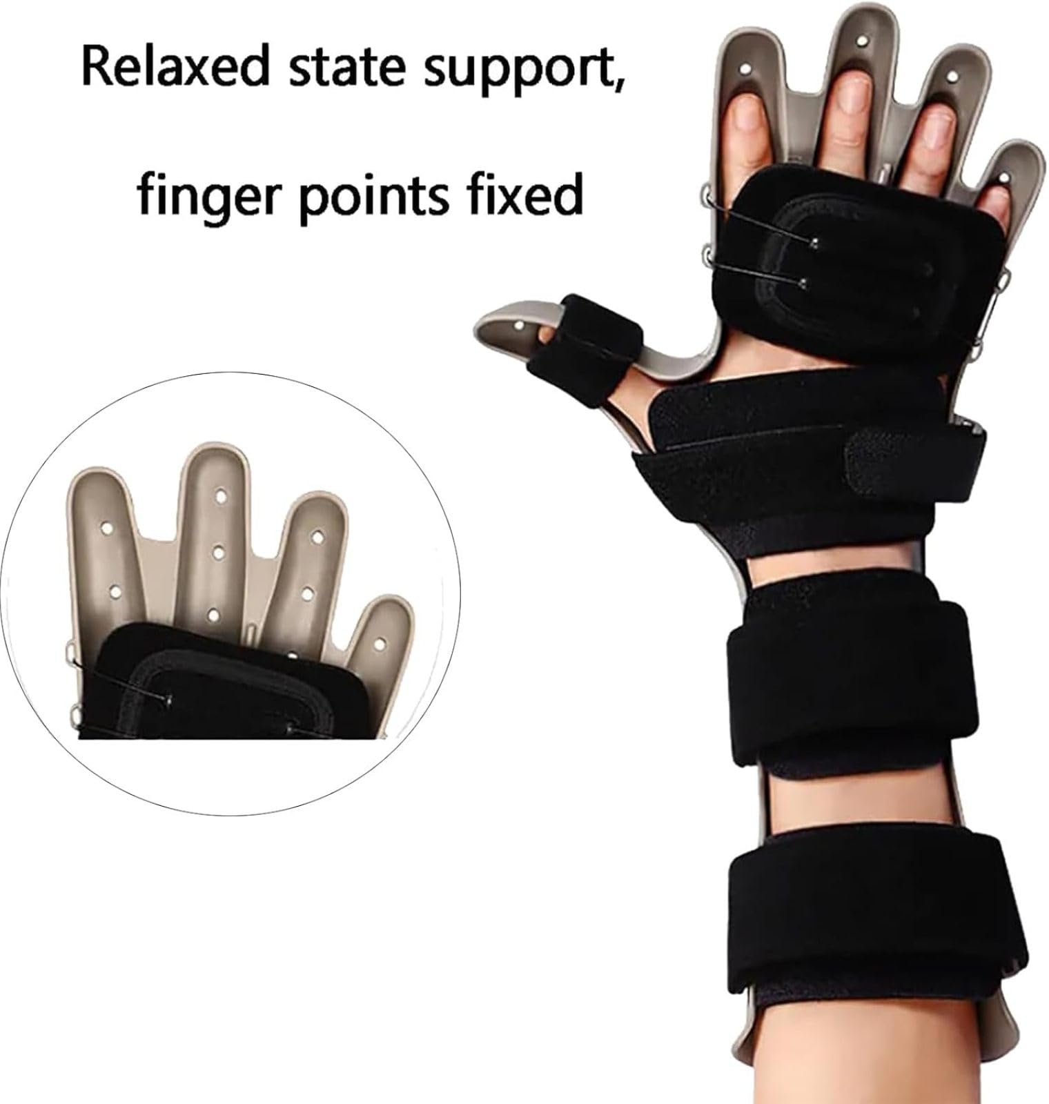 Férula Ortopédica de Muñeca, Férulas de Mano en Reposo con Diapasón Ajustable, Fijador de Muñeca con Placa de Dedo, Soporte para Corrección, para Contracturas en Flexión,Derecha,L