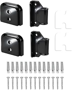 32 Pcs Retractable Stair Gates for Babys Replacement Part, Retractable Baby Gate Black Parts Accessories, Black Baby Gate Accessories Equipped with 2 Brackets and 26 Screws, for Child Protective Doors