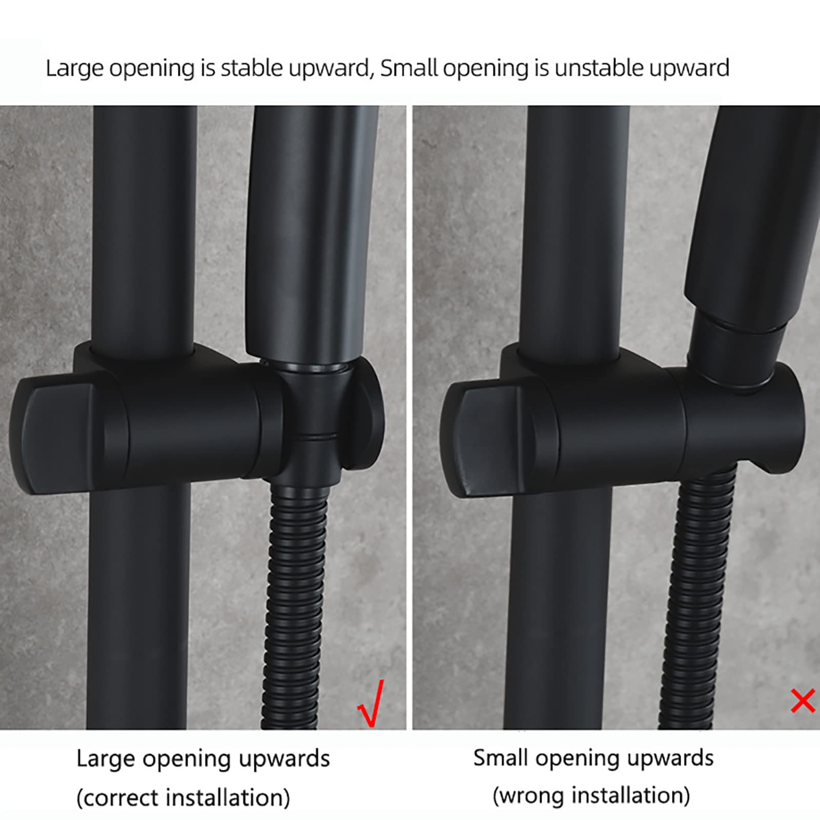 Asta Doccia Nero Saliscendi Doccia 304 Acciaio Inox Asta Doccia Saliscendi da Parete Regolabile Saliscendi per Doccia Completo con 5 Funzioni Doccetta, Supporto Regolabile, Tubo 150 cm