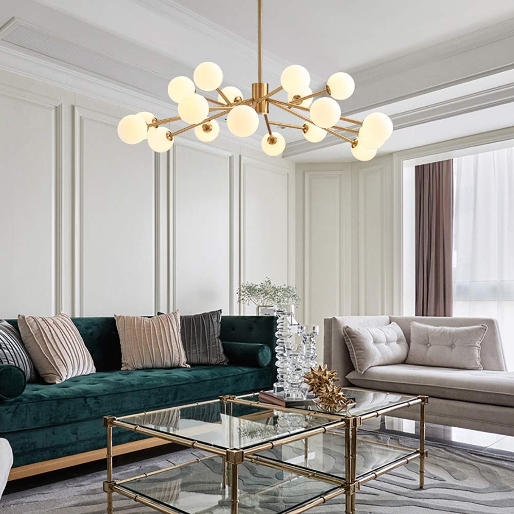 chandelier Przemysł Sputnik żyrandol, przezroczysty szklany oświetlenie żyrandoli wyposażenie oświetlenia salonu lampy do jadalni Lampy LED wiszące światło sufitowe ramię w jasnym, szarej abażurze.,