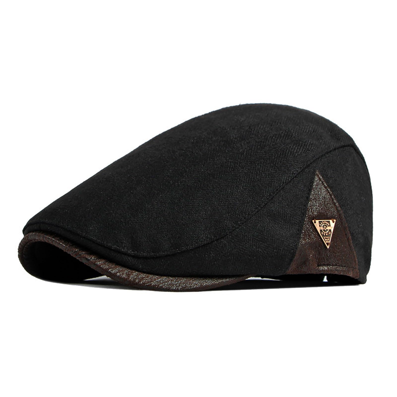 YAMEIZE Retro Flat Cap Newsboy Hat - for Men Ivy Peaky Cap Cabbie Cotton Beret Baker Boy's Hat Flat Cap Driving Outdoor Black