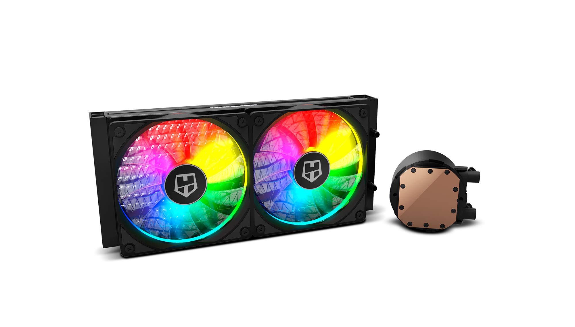 Nox Hummer H-240-NXHUMMERH240ARGB - Refrigeracion liquida ARGB, compatible con Intel&AMD, dos ventiladores 120mm PMW, radiador doble con base aluminio, color negro