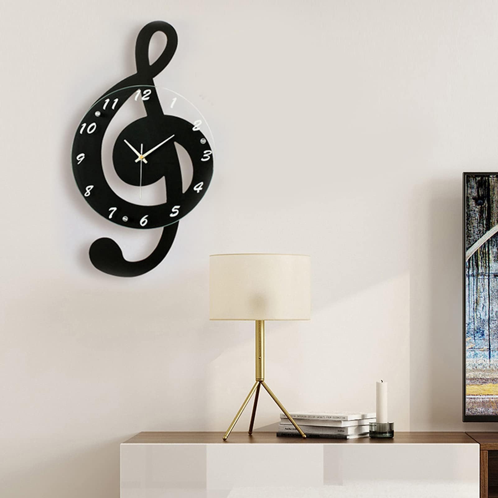 Horloge Murale Électronique Note Musique Innovante, Horloge à Quartz Silencieuse, Décoration de Maison