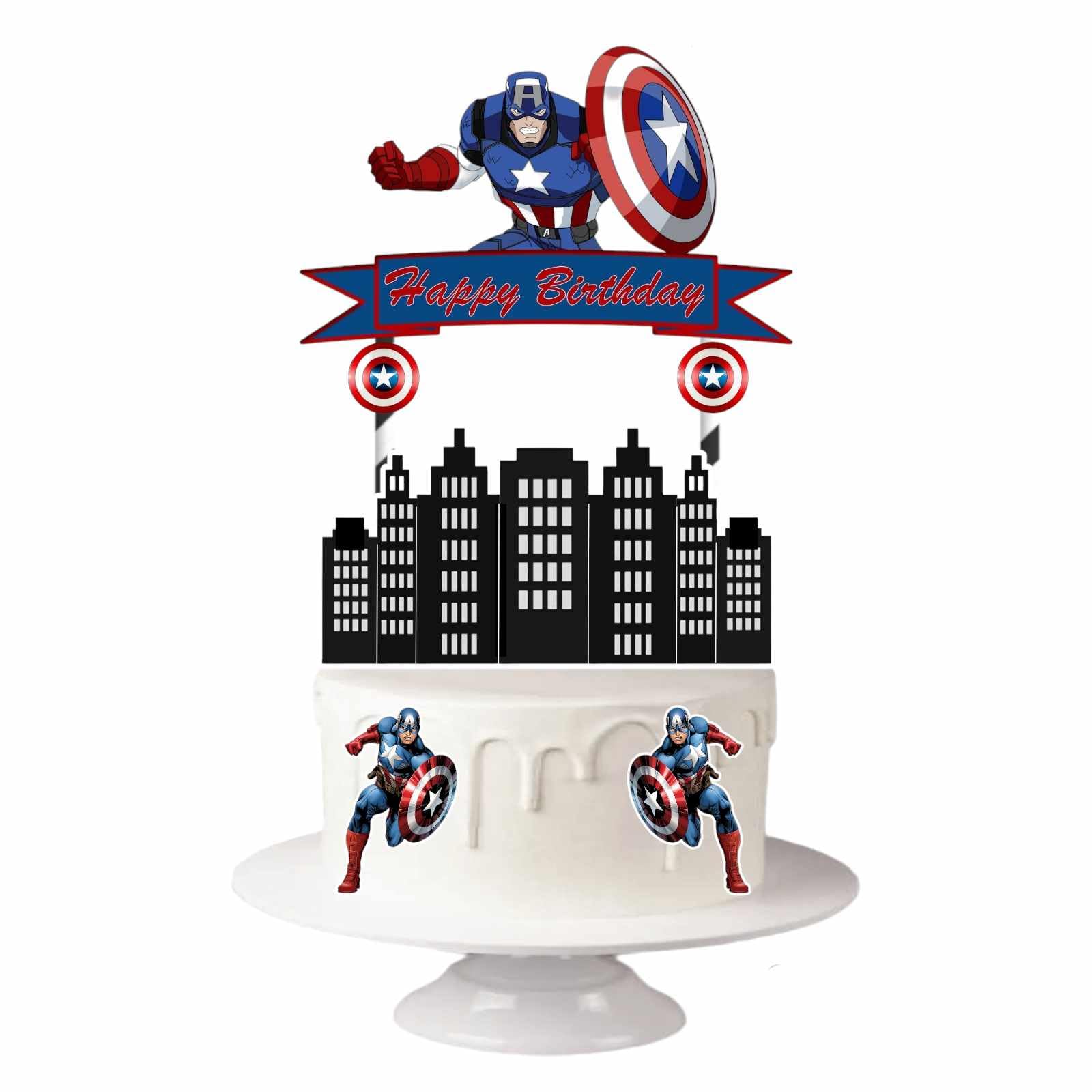 Blue Super Hero Birthday Cake Topper Cake Decoration Self-assembly