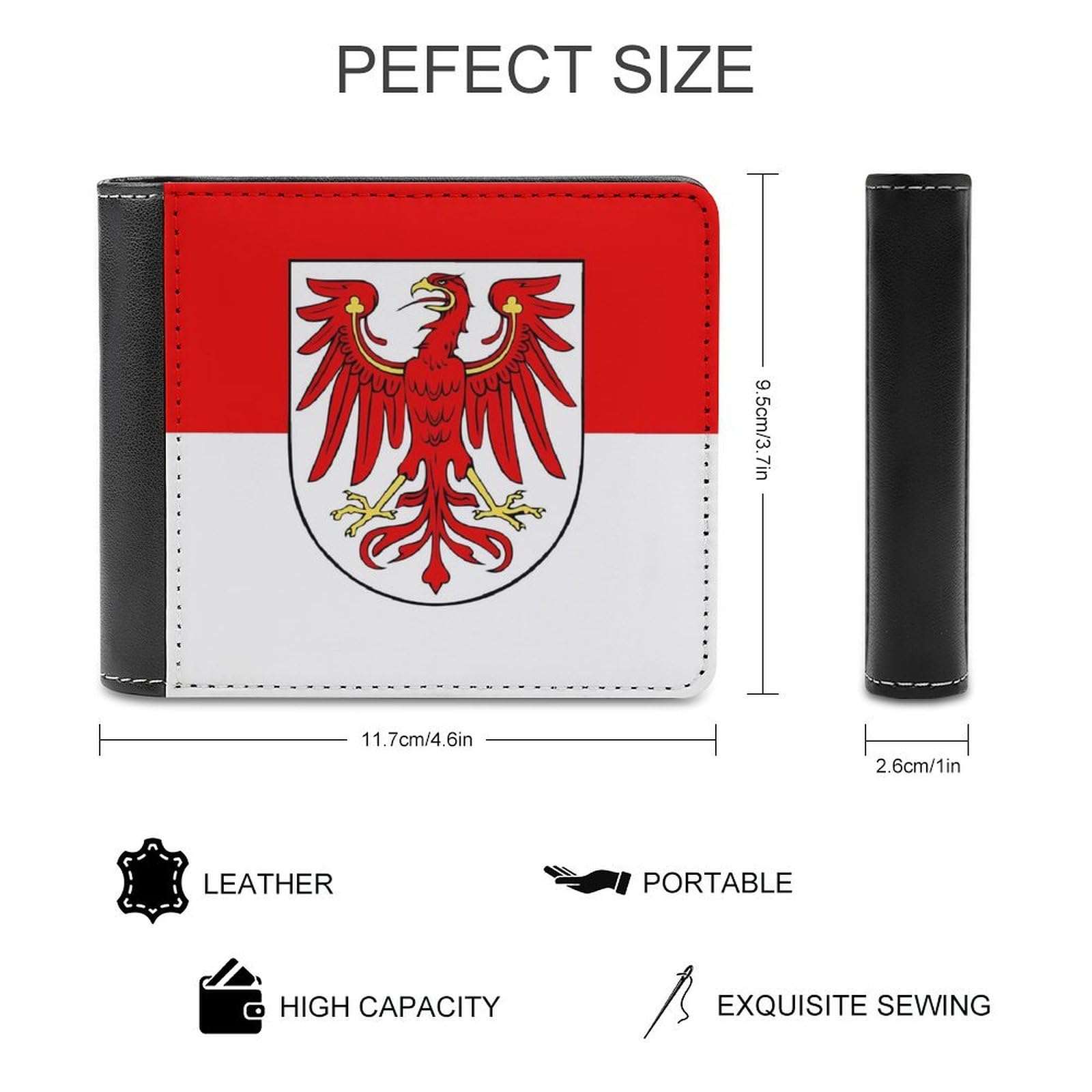 German Region of Brandenburg Flag Funny Billfold Wallet Credit Card Holder Slim Passcase Pouch Purse for Men Women