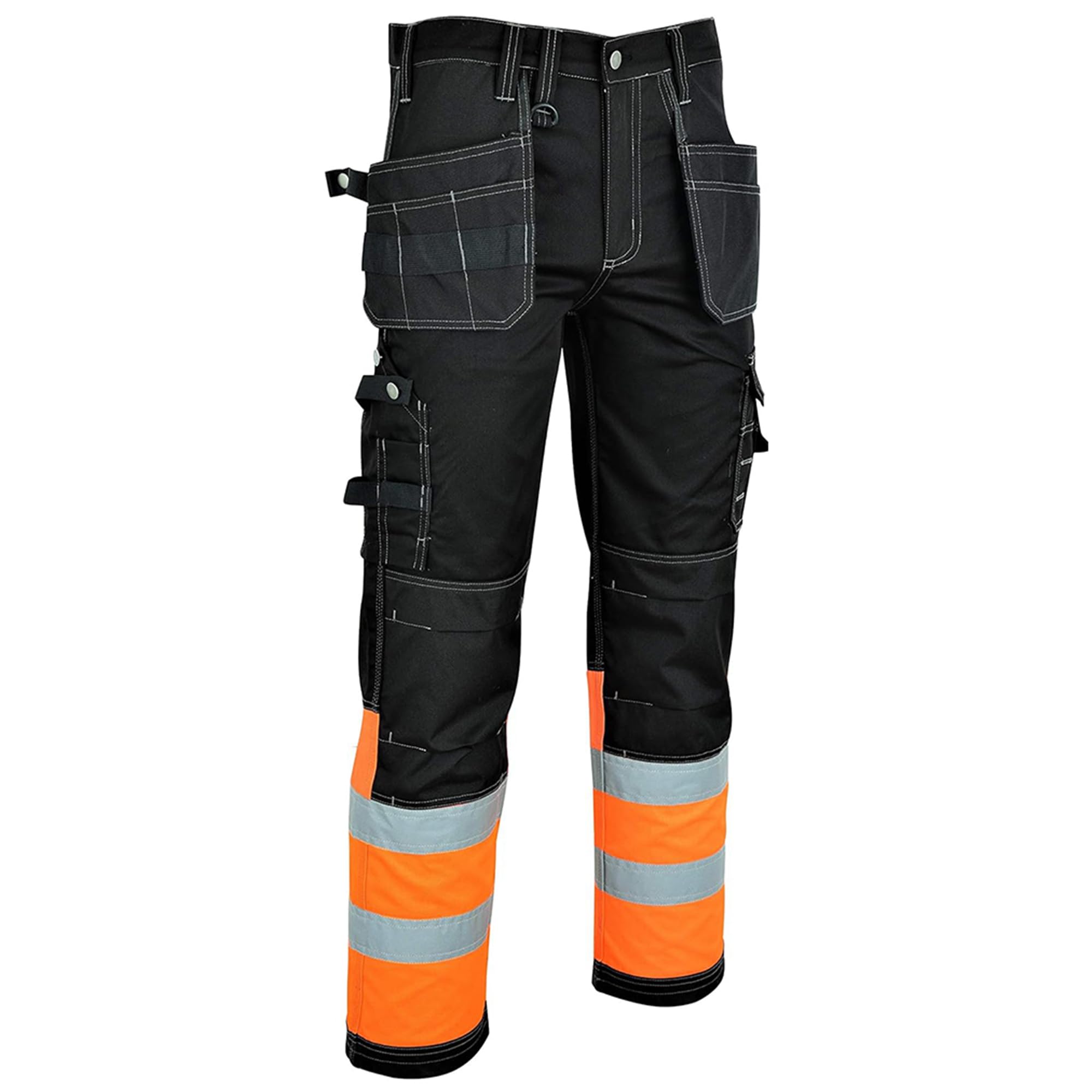 Ms9 Men's Orange Hi Viz Cargo Combat Holster Pockets Tactical Working Work Trouser Trousers Pants Jeans