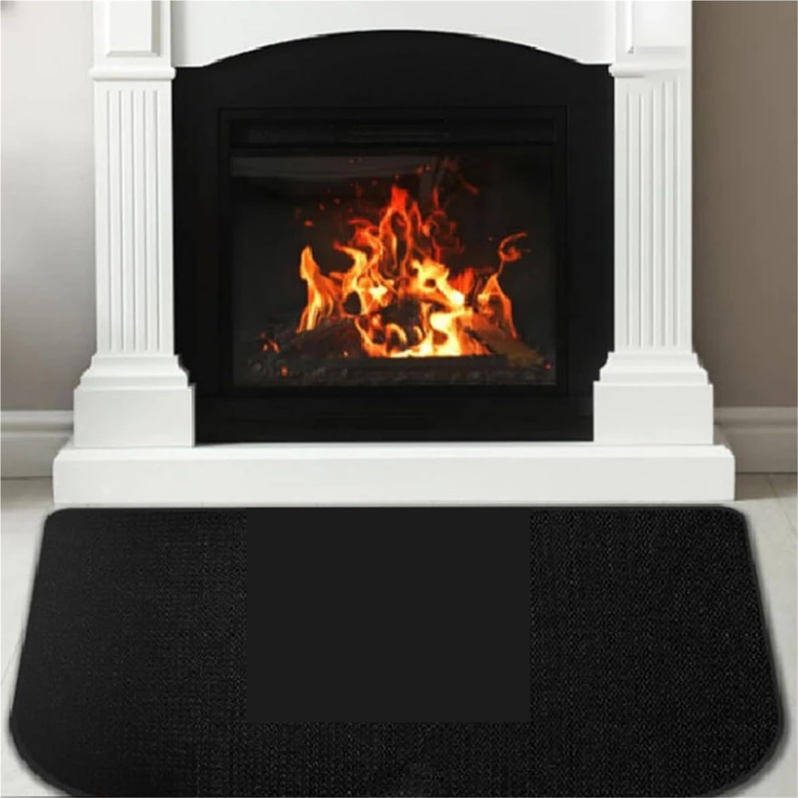 Hearth Rugs Tappetino for caminetto for interni for esterni Tappeto in fibra di vetro for tappetino protezione for stufa a camino Nero(102x50CM)