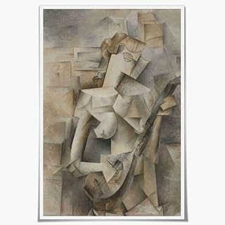 Girl With A Mandolin Printed Poster Cubism Art Picasso Poster Symbolist Canvas Wall Prints poster Modern Home Aesthetic Decor Wall art for Bedroom Dorm 8x12inch Unframed