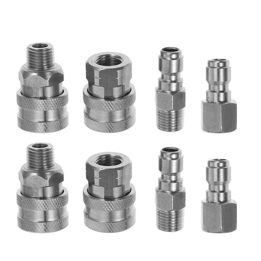 Cabilock Lot de 8 raccords hydrauliques rapides pour tracteur, avec siège à bille de 1/4 po, filetage NPT de 3/8 po, accessoires pour pulvérisateur haute pression