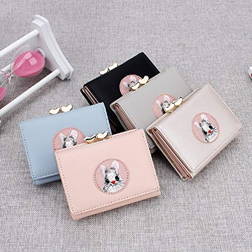 Jiufeng Women's Short Wallet Multi Purpose Purses Animal Embroidered Billfold Credit Card Holder Coin Pouches (Pink) #TOP1