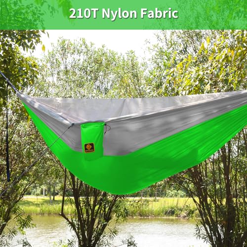 Image of Camping Hammock, Portable Hammocks with Mosquito Net,Lightweight Nylon Parachute Hammock with 10ft Tree Straps,Camping Gear Must Haves for Travel Hiking Backpacking Beach Patio-Red&Grey