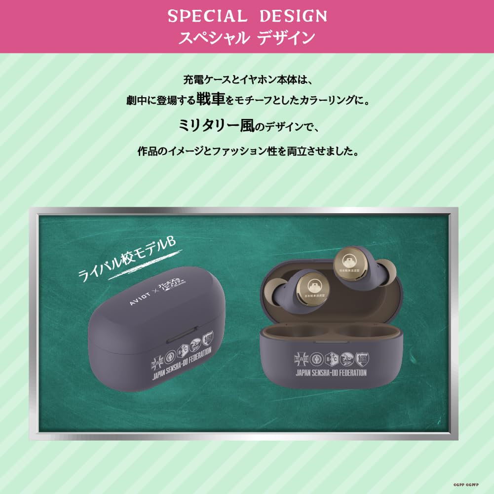美品　ガルパン×AVIOT ワイヤレスイヤホン あんこうチーム　専用箱&ボイス 27368-165-