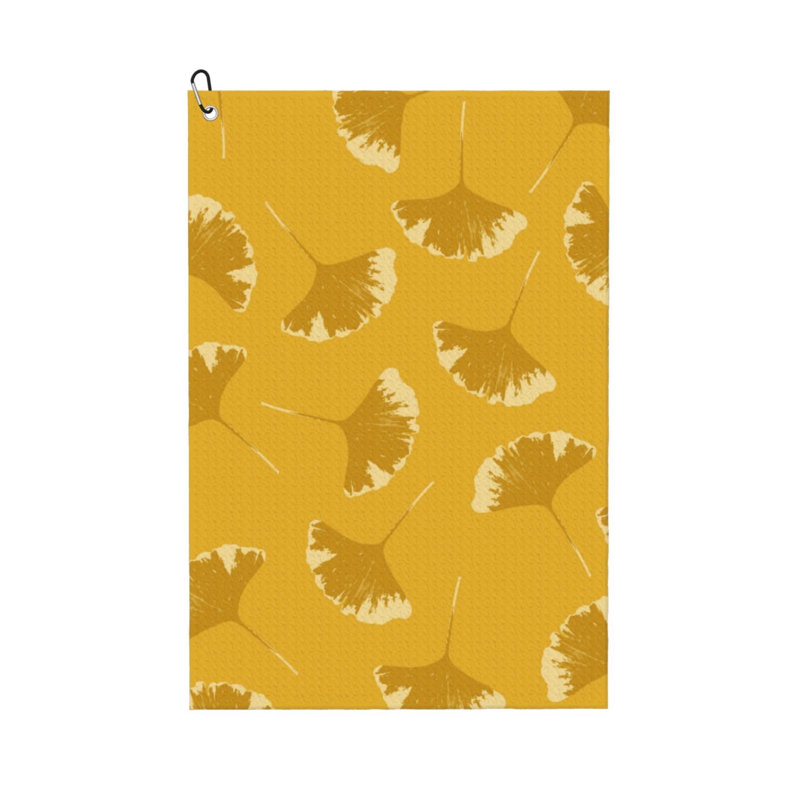 Hnnkloy Ginkgo Leaves Floral On Yellow Ochre, 16x24 in Portable Waffle Golf Towels with Carabiner Clip for Golf Bag