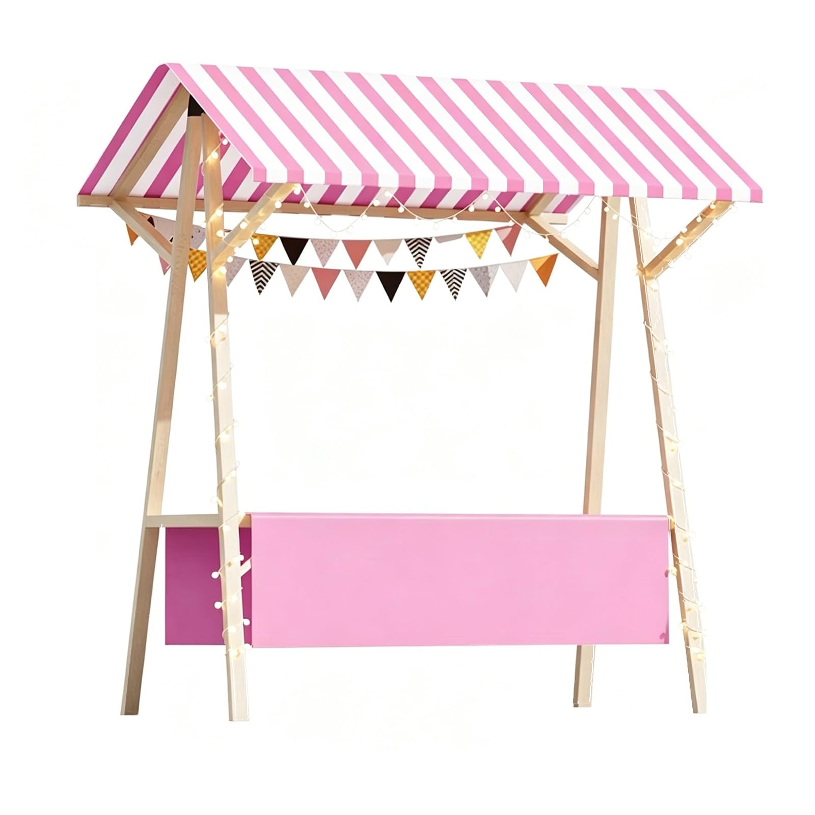 SBCWH Foldable Market Stall Stand, Street Food Cart, Portable Popup Vendor Booth for Farmers Market, Lemonade Stand, Party Dessert Bar, Craft Fair Display(Pink,150x60x200cm)