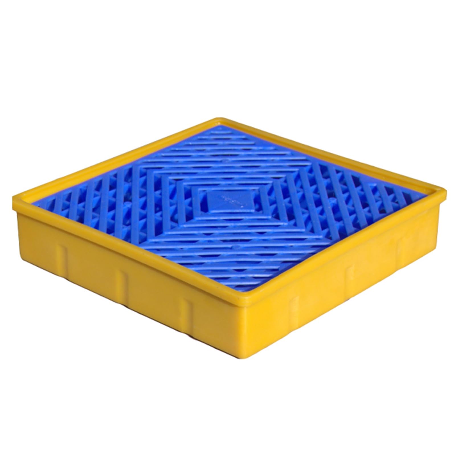 QUSYZD Modular Spill Containment Tray, Yellow & Black Polyethylene Platform for Oil Drums, Leakproof Spill Control Solution for Warehouses & Factories, Flat Top Gra,12.80x12.80x2.17in/32.5x32.5x5.5CM