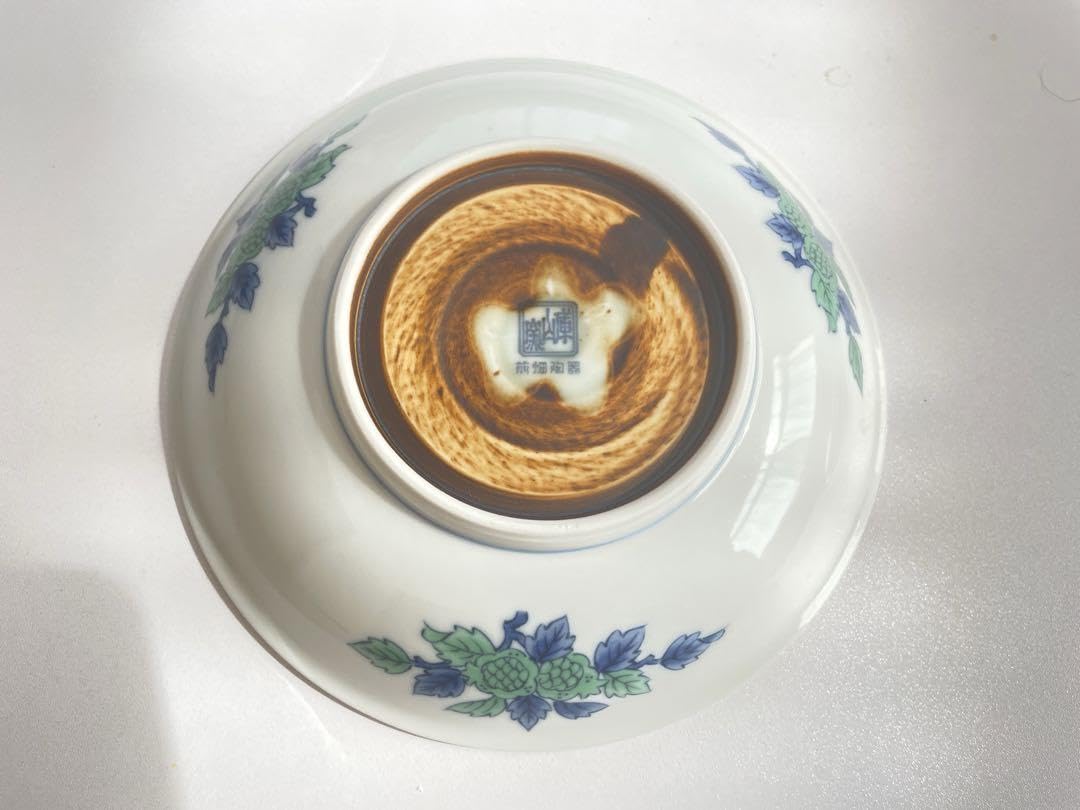 Amazon.co.jp: 保管品前畑陶器庫山窯青華緑彩中皿15.5cm×2枚ペア