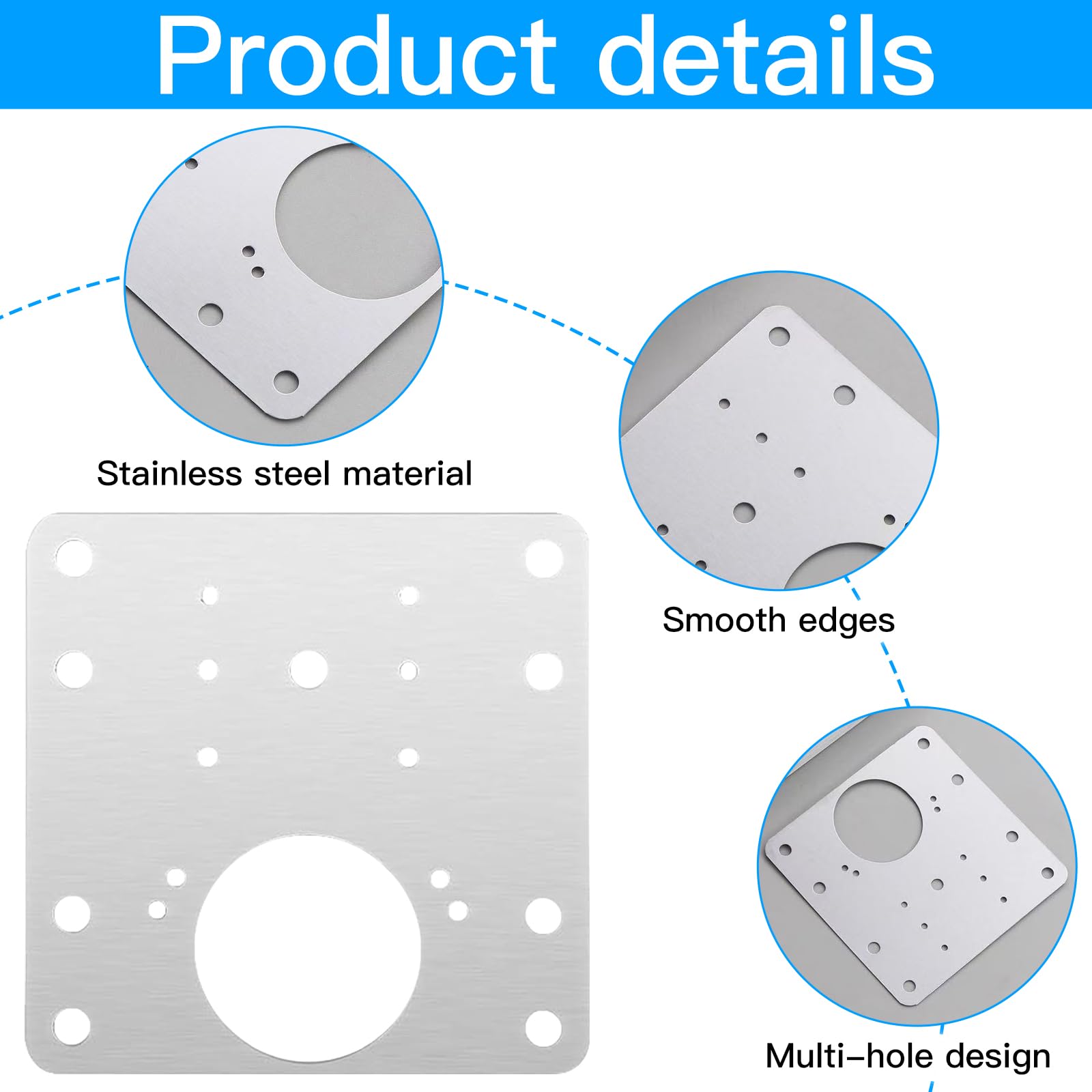 XLKJ 10PCS Hinge Repair Plate, Brackets, Hinge Repair Brackets with Screws, for Kitchen Cupboard Cabinets Door(9X9CM) - Image 3