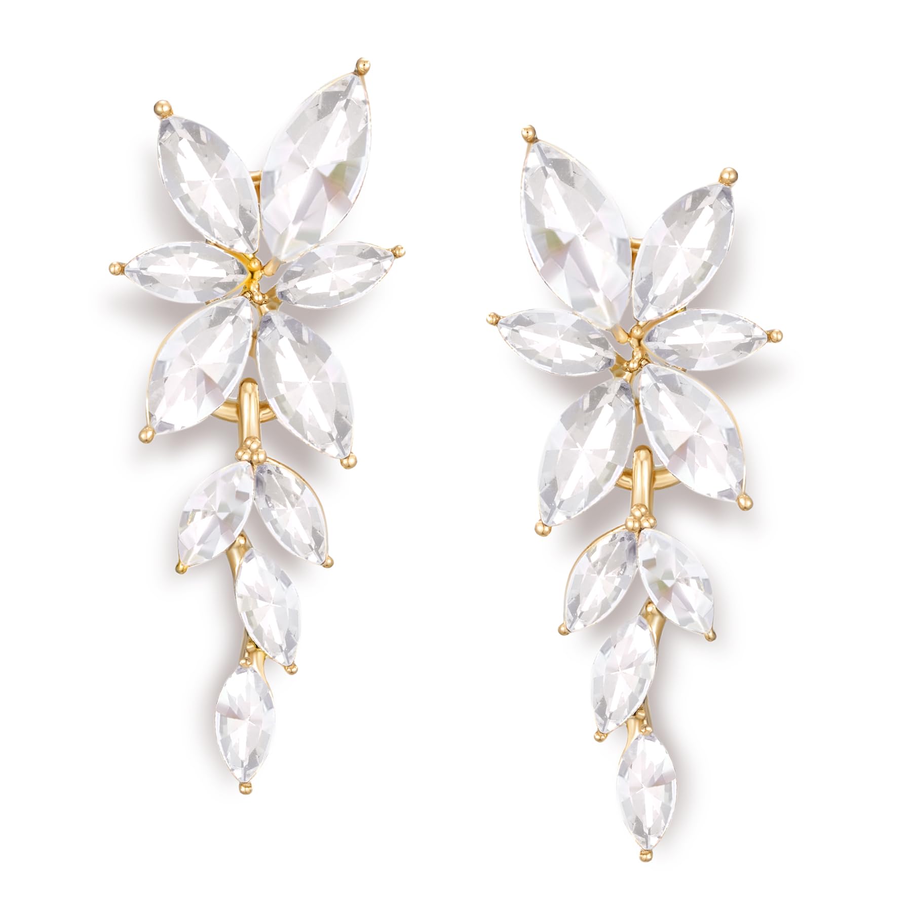 SWEETV Marquise Rhinestone Wedding Earrings for Brides Bridesmaids, Elegant Bridal Earrings,Crystal Formal Dangle Drop Earrings for Women Prom Jewelry