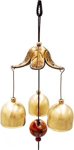 Miniatura 8 de Banfeng Paquete de 2 campanillas de viento de la suerte, 3 campanas, campana de viento Feng Shui con gancho en S para buena suerte, hogar, jardín,