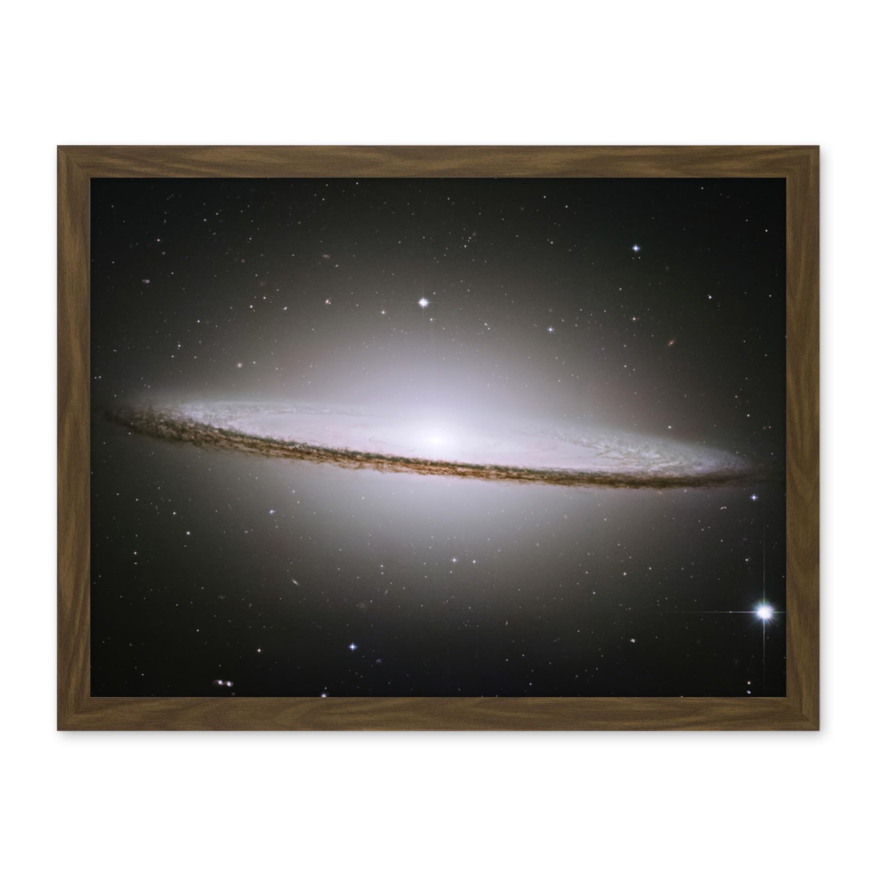 Artery8 Hubble Space Telescope Image The Majestic Sombrero Galaxy M104 Messier 104 Bright White Core Globular Clusters Swirling Dust Lanes Earth Artwork Framed Wall Art Print 18X24 Inch