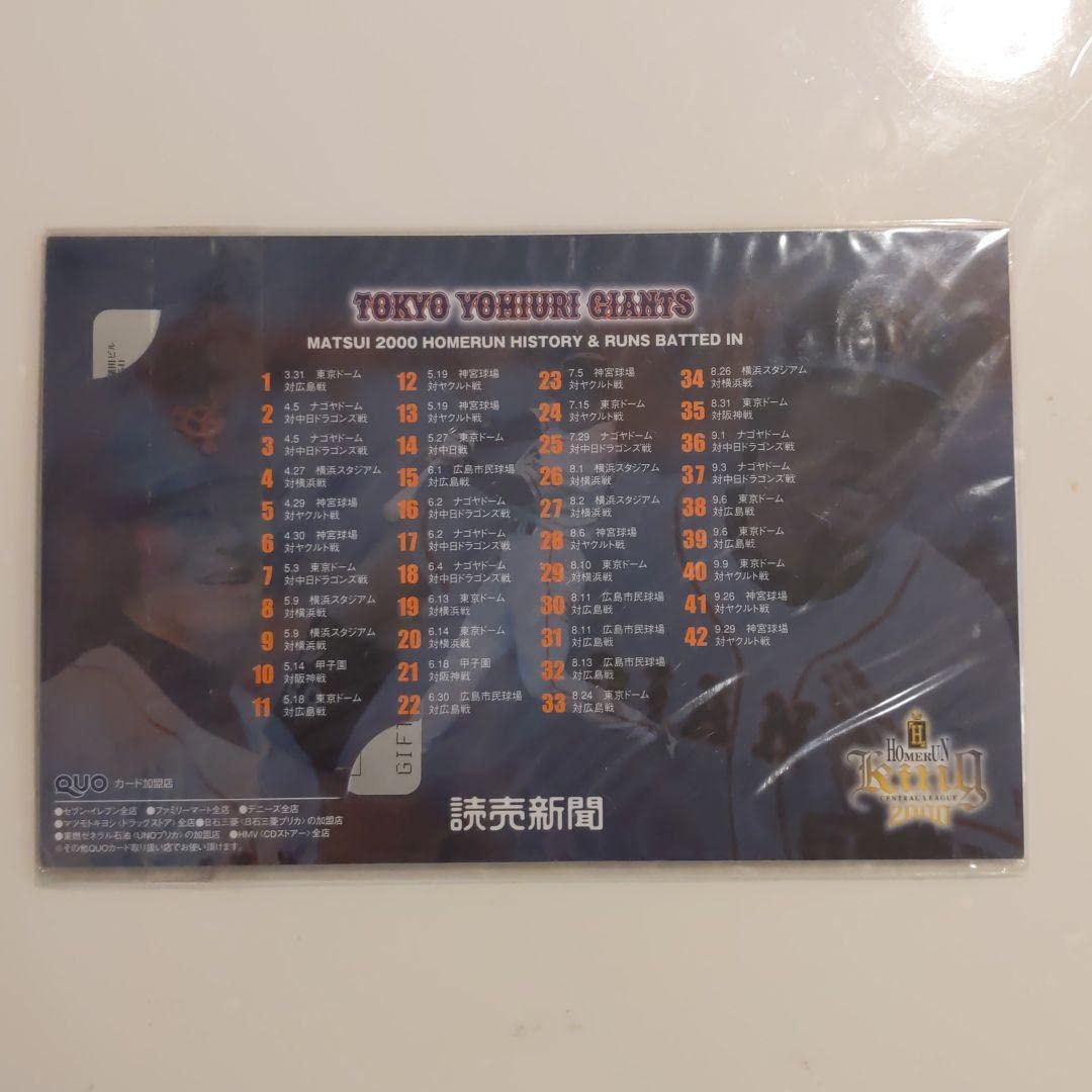 Amazon.co.jp: 松井秀喜 2000年 ホームラン王記念カード : おもちゃ