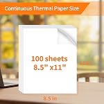 Thermal Printer Paper, Thermal Paper 8.5” x 11”, Continuous Thermal Printer Paper, Multipurpose Thermal Paper for M08F-Letter/M832/M835/JADENS Thermal Printer,100 Sheet.