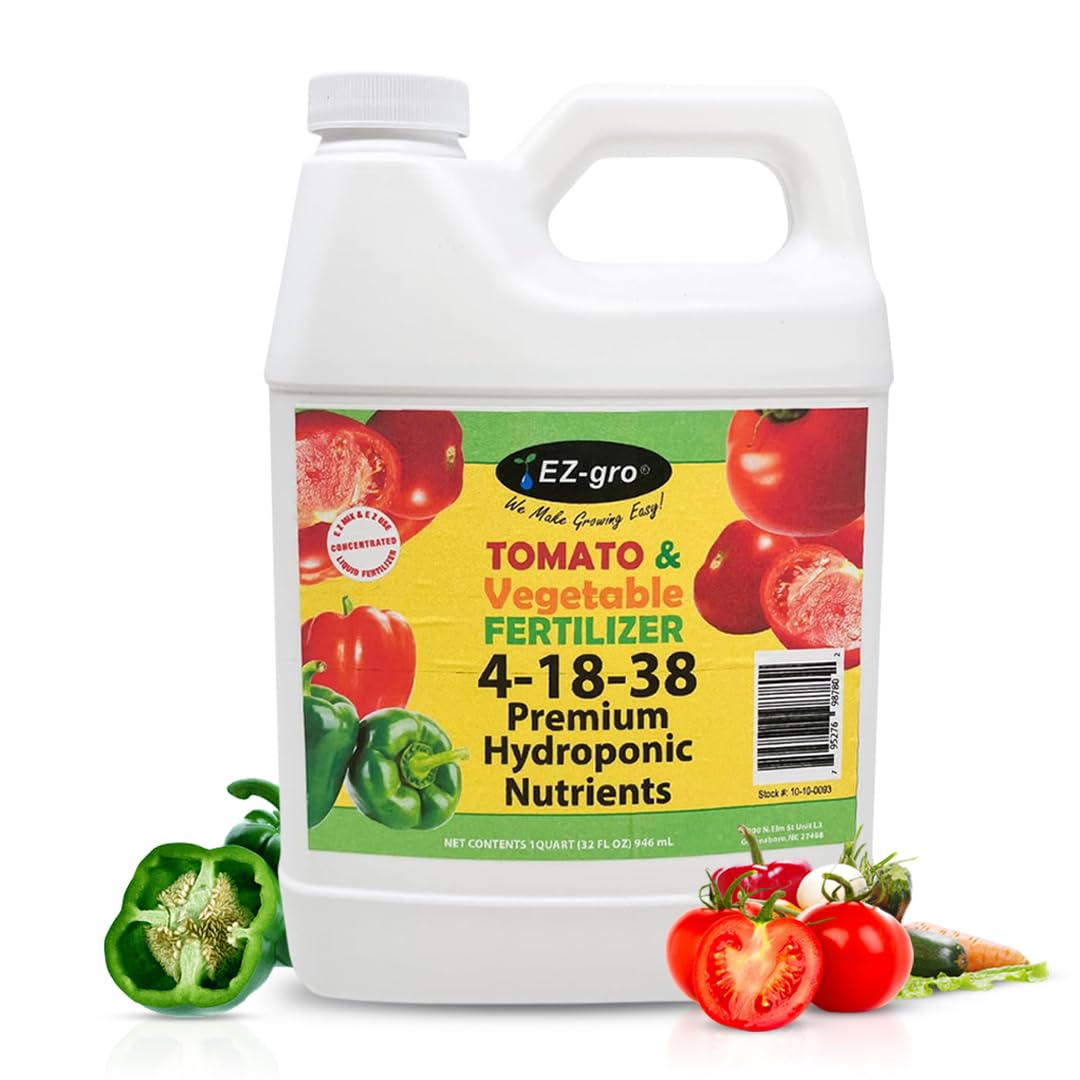 EZ-GRO 4-18-38 Hydroponic Nutrients for Tomatoes, Peppers & Leafy Greens | Suited for Hydroponic and Soil Based Applications | Liquid Plant Food